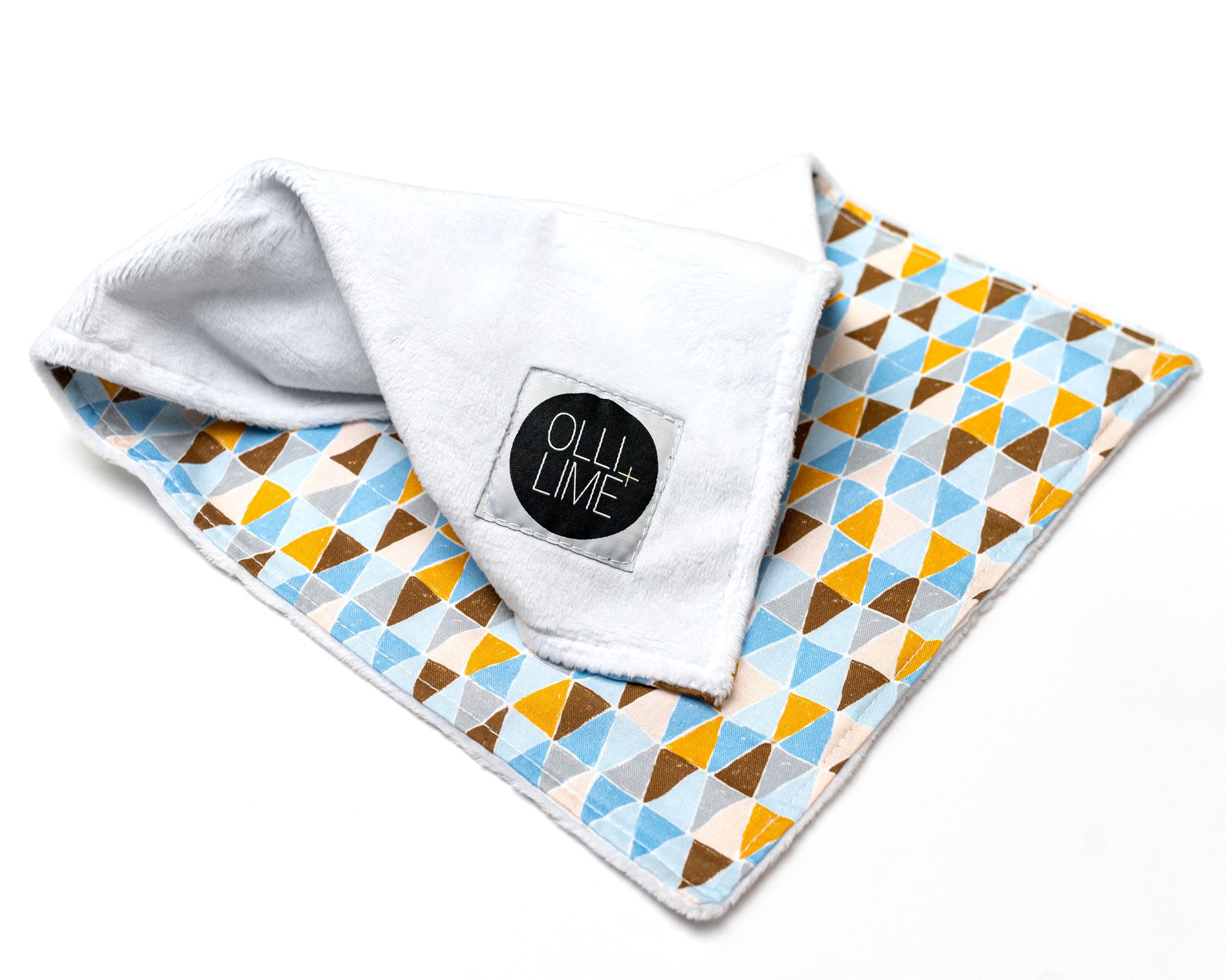Blue Banners Marching - Lovey Cuddle- Blue/Topaz/Umber Triangles - Olli+Lime